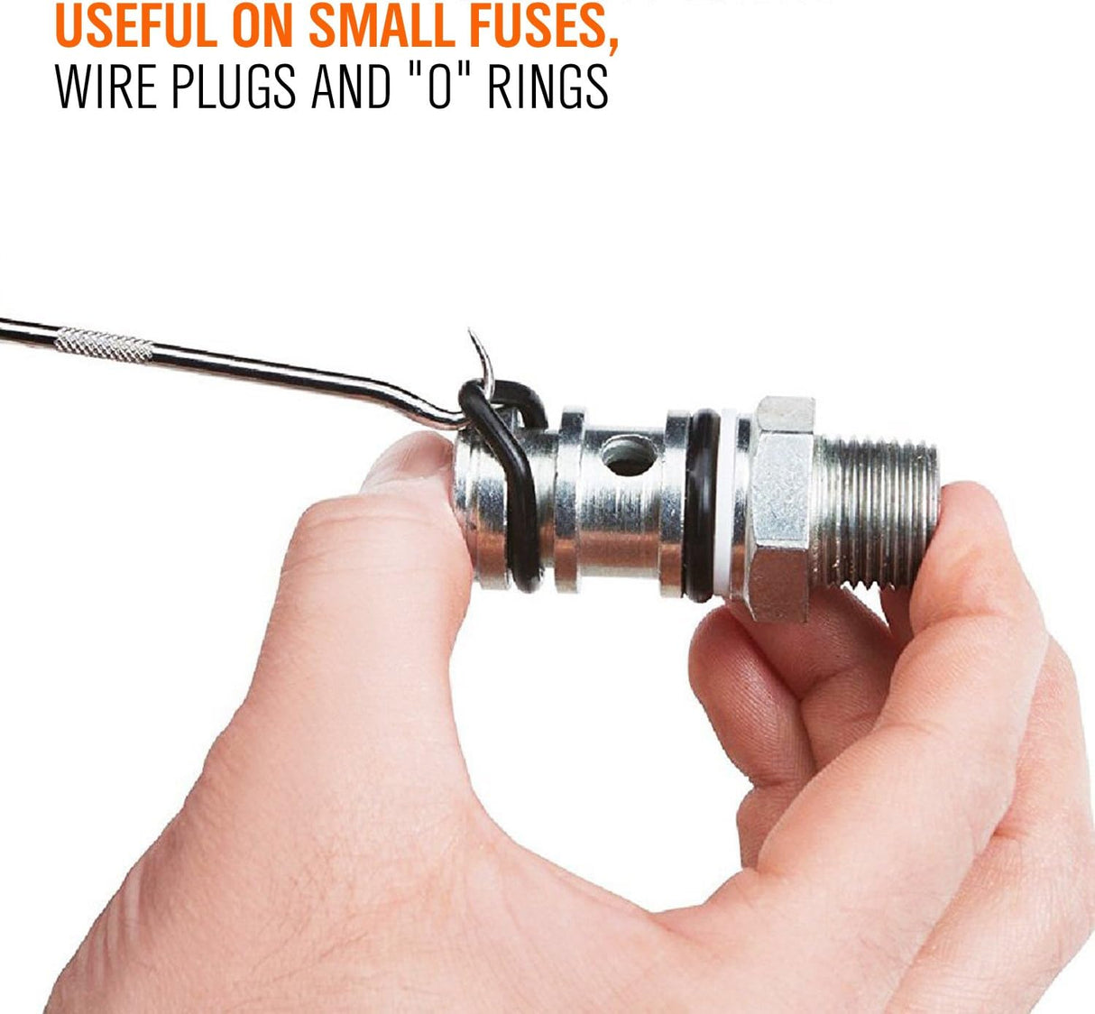 HORUSDY 4-piece mini pick and hook set with red anti-slip handles and zinc-plated chrome vanadium shafts for seal and O-ring removal