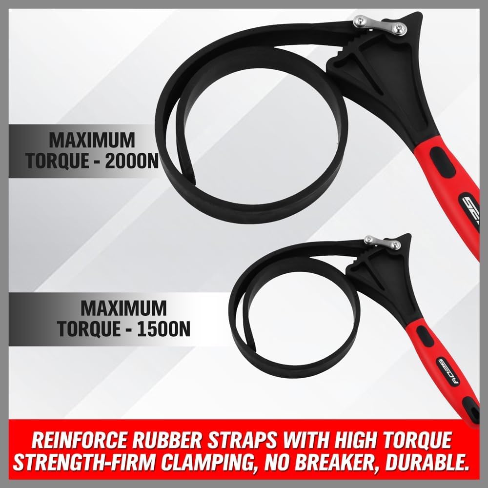 2-Piece Strap Wrench Set with Reinforced Rubber for Maximum Grip, Adjustable Sizes