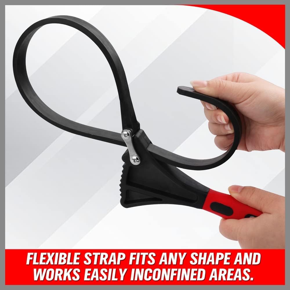 2-Piece Strap Wrench Set with Reinforced Rubber for Maximum Grip, Adjustable Sizes