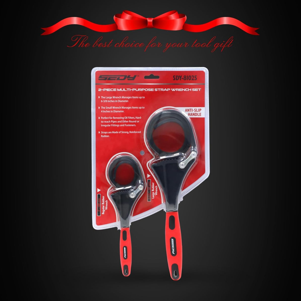 2-Piece Strap Wrench Set with Reinforced Rubber for Maximum Grip, Adjustable Sizes