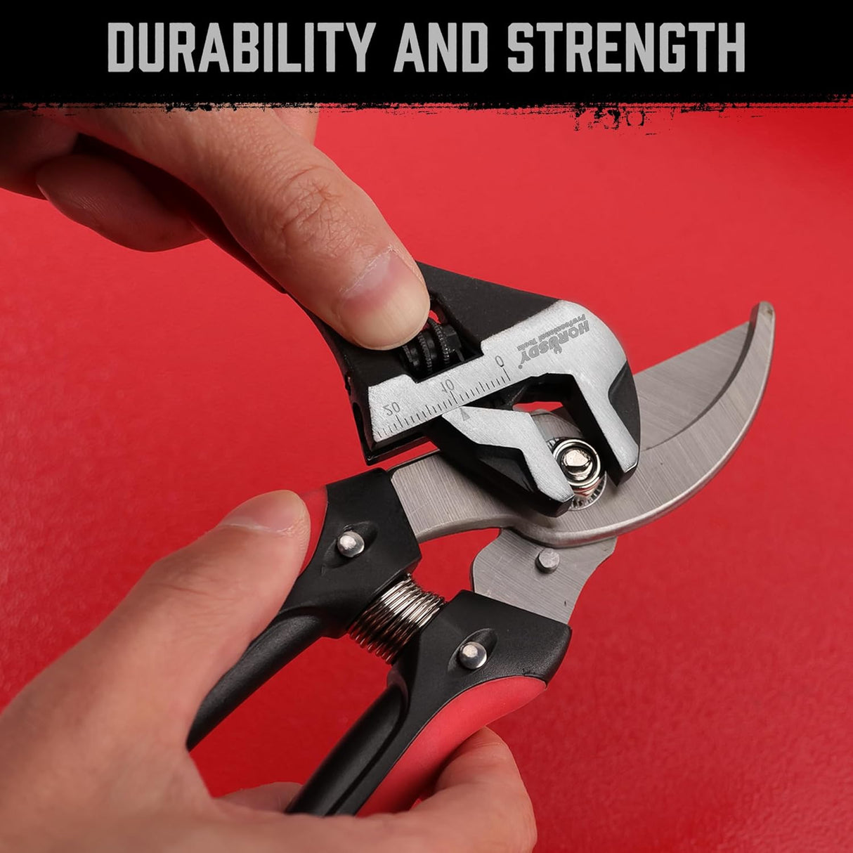 HORUSDY 6-inch adjustable wrench with metric and SAE scale, wide jaw opening, ergonomic handle, and durable Cr-V steel body