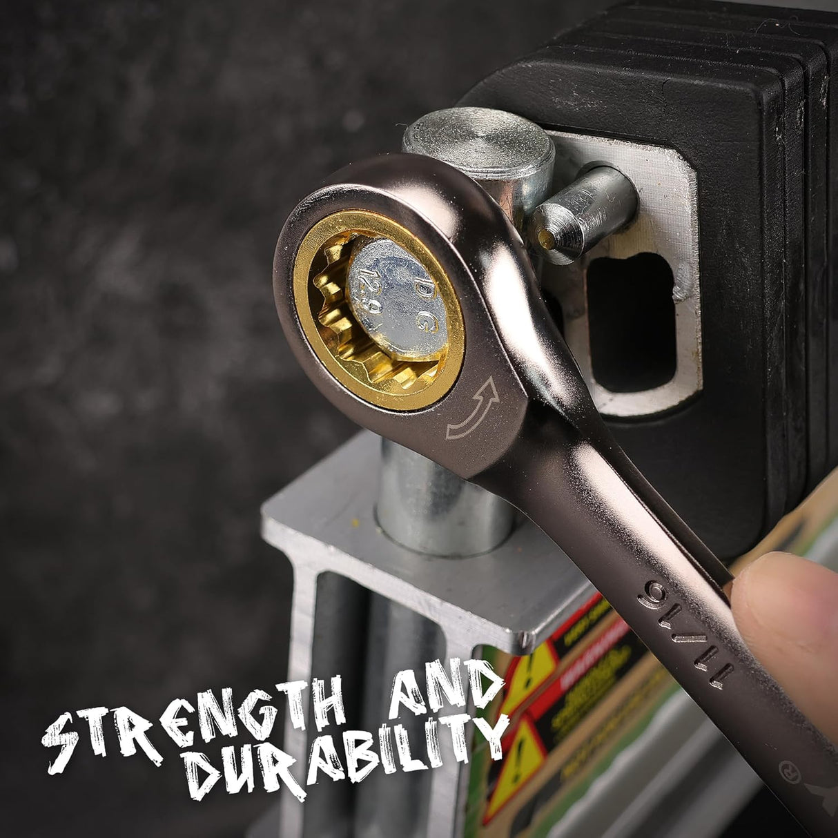 HORUSDY 12-piece ratcheting combination wrench set with CR-V steel construction, 72-tooth gear, and organizer tray