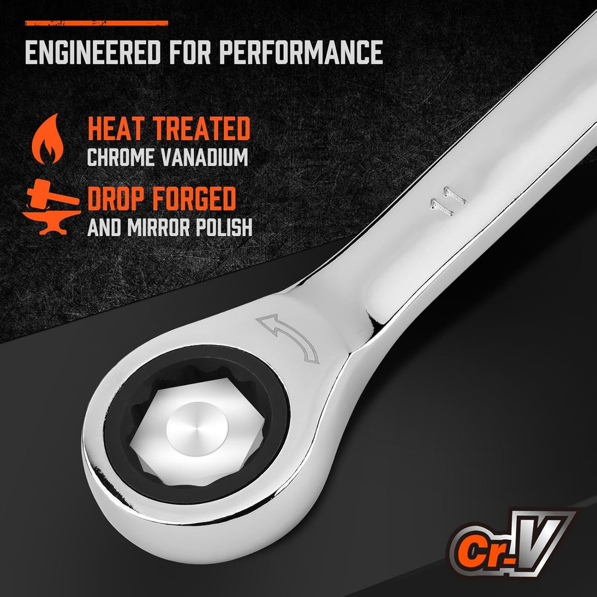 HORUSDY 13-piece metric ratcheting wrench set from 6mm to 19mm with CR-V steel and storage tray