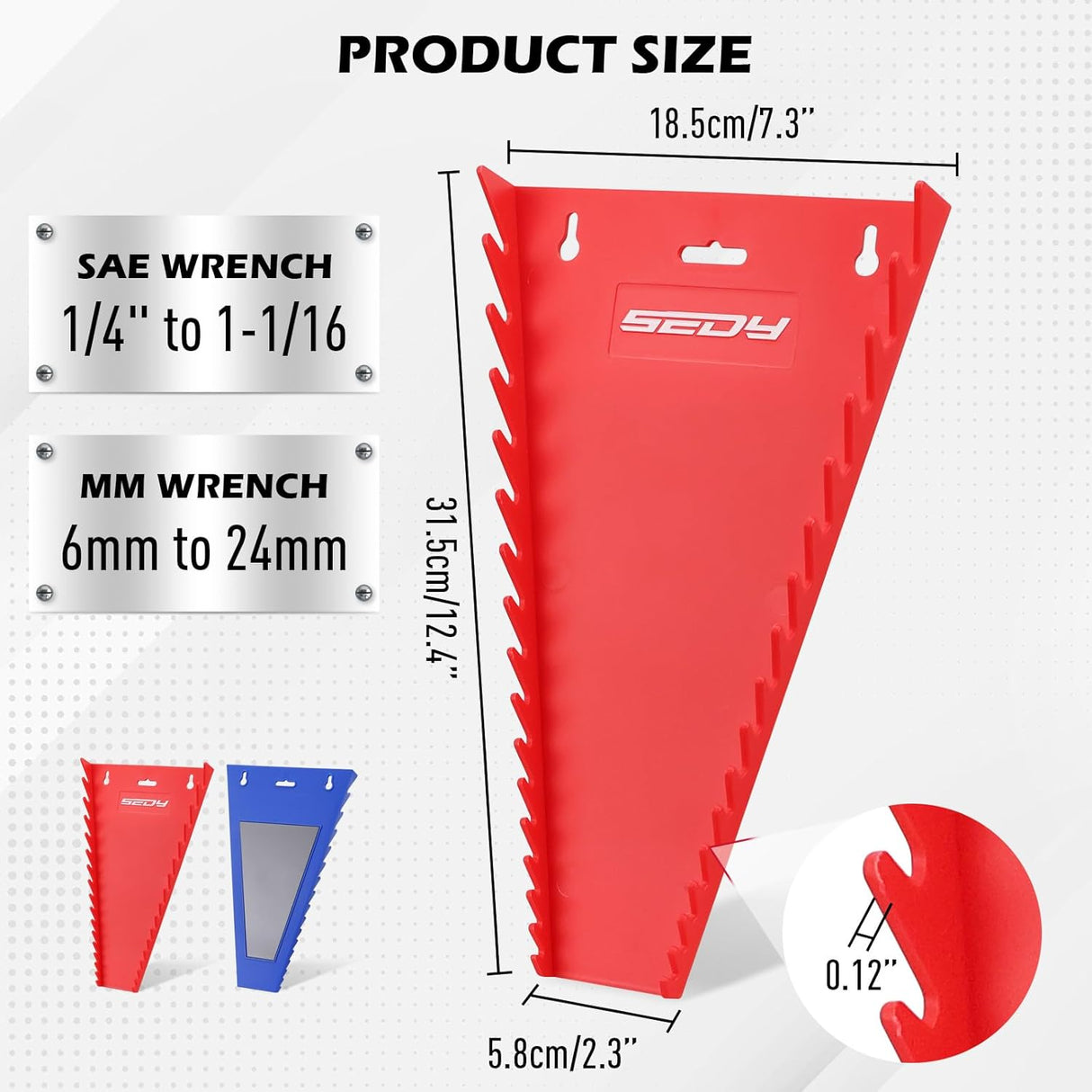 SEDY 2PC Magnetic Wrench Organizer 32-Slot SAE Metric Holder