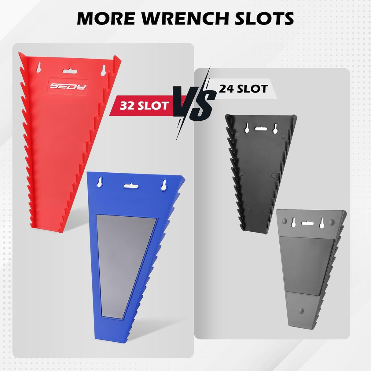SEDY 2PC Magnetic Wrench Organizer 32-Slot SAE Metric Holder