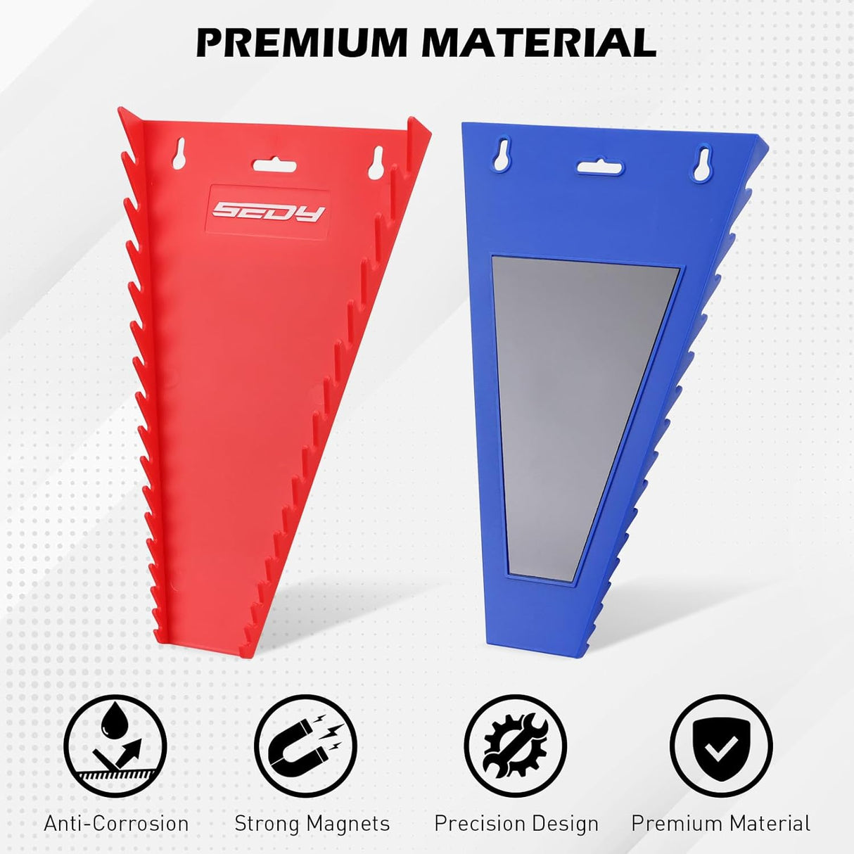 SEDY 2PC Magnetic Wrench Organizer 32-Slot SAE Metric Holder