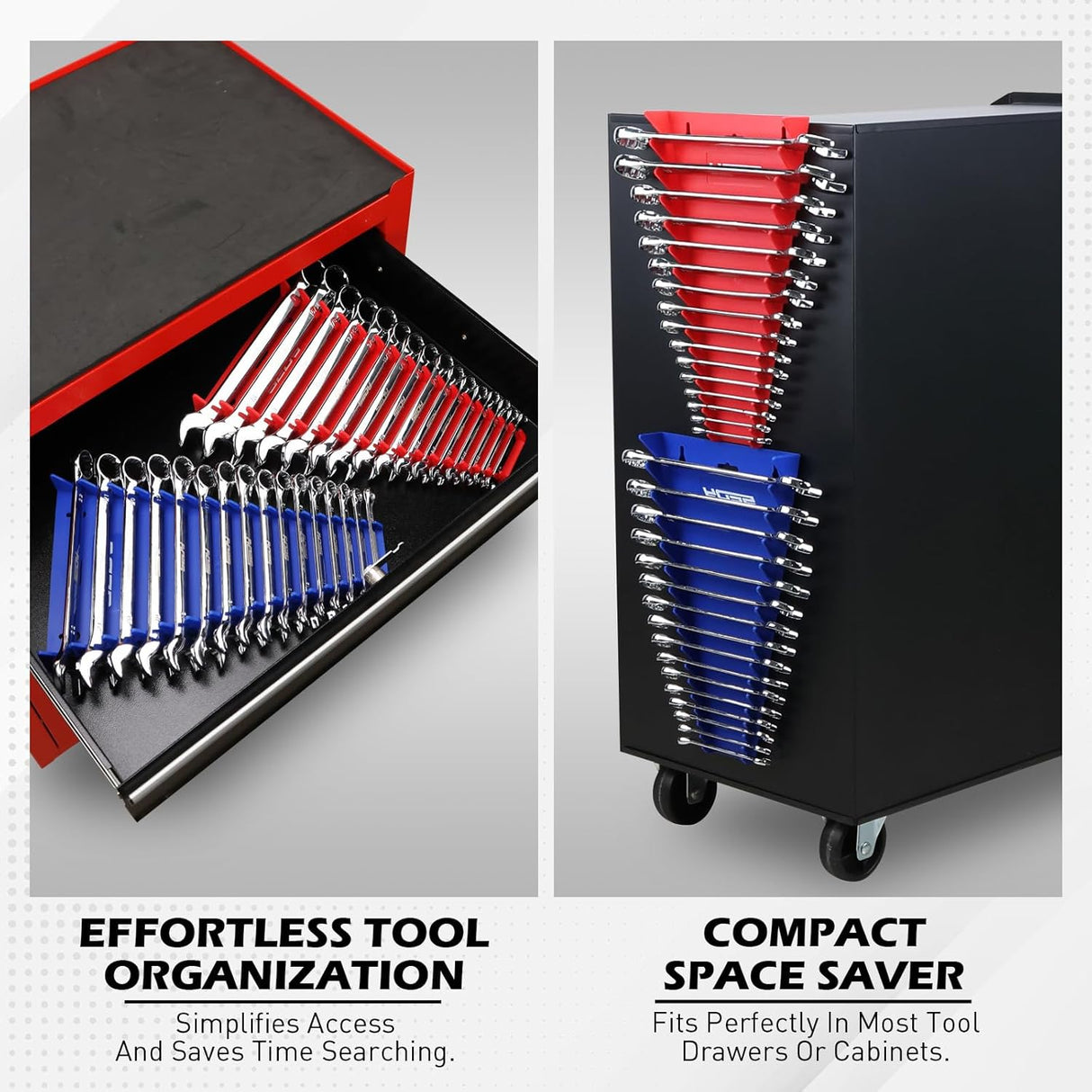 SEDY 2PC Magnetic Wrench Organizer 32-Slot SAE Metric Holder