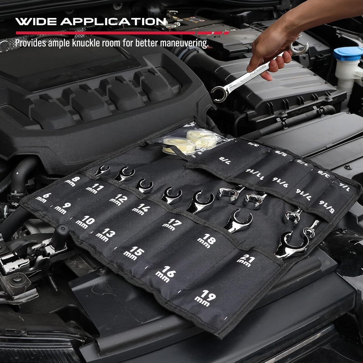 12-Piece Fuel Line Wrench Set, SAE & Metric, Chrome Vanadium Steel, 72-Tooth Precision, Premium Rolling Bag