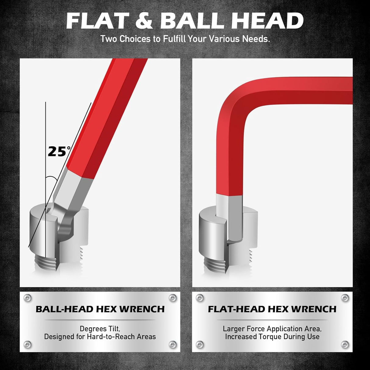 Color-coded 13-piece metric long arm hex key wrench set with ball and flat ends, S2 steel construction, and folding holder for automotive and bike use.
