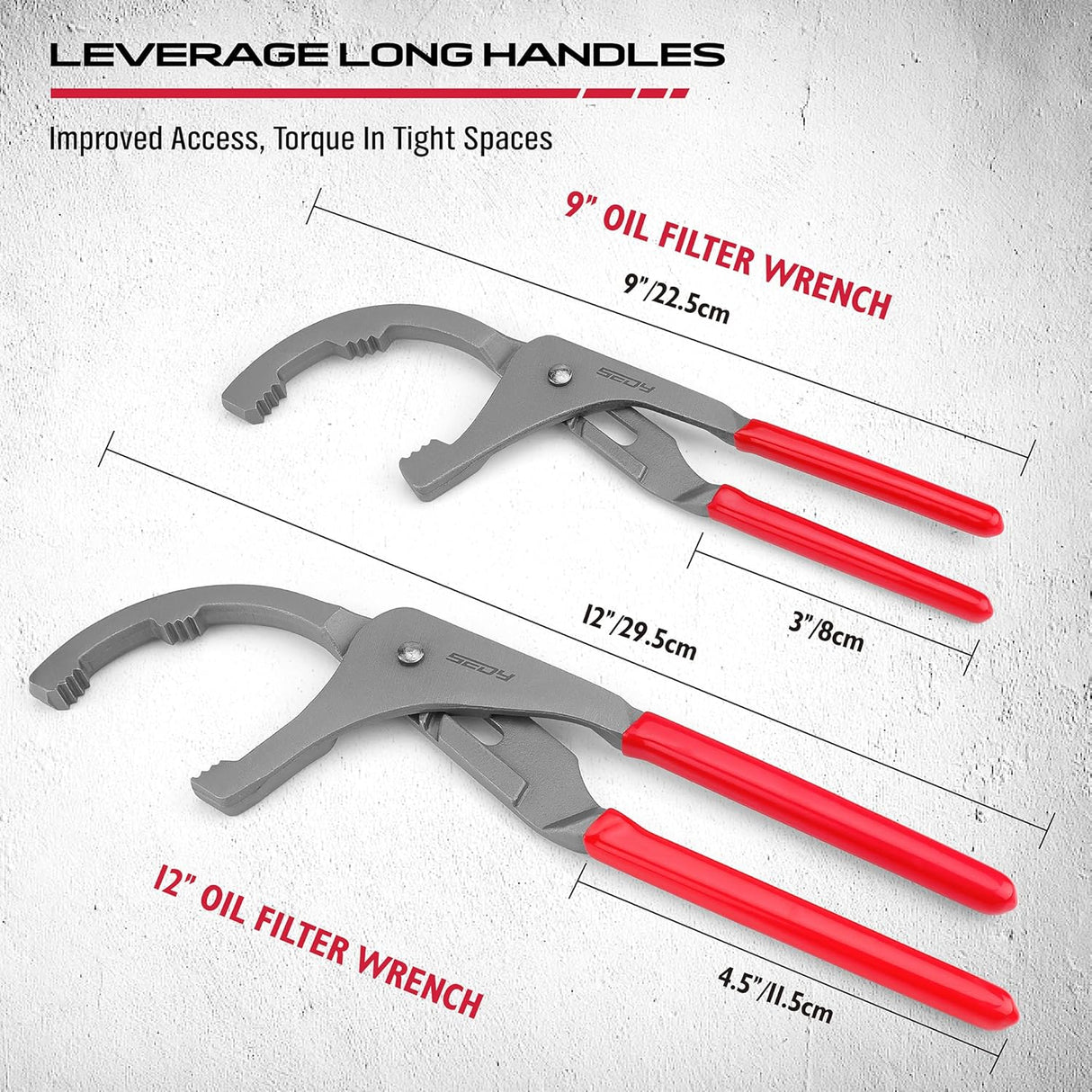 SEDY 2-piece oil filter wrench set, adjustable sizes, ergonomic grip for easy filter removal, suitable for automotive maintenance