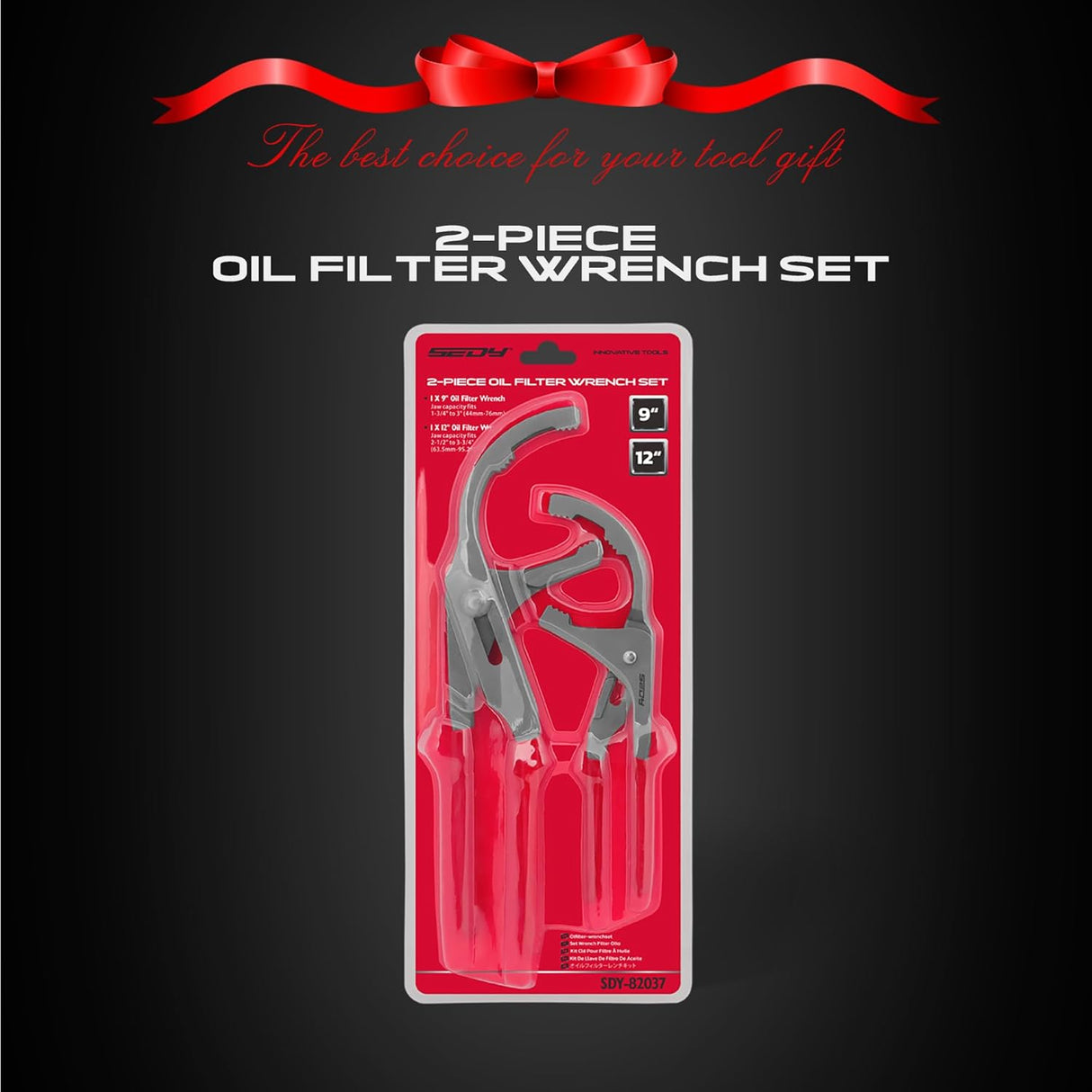 SEDY 2-piece oil filter wrench set, adjustable sizes, ergonomic grip for easy filter removal, suitable for automotive maintenance