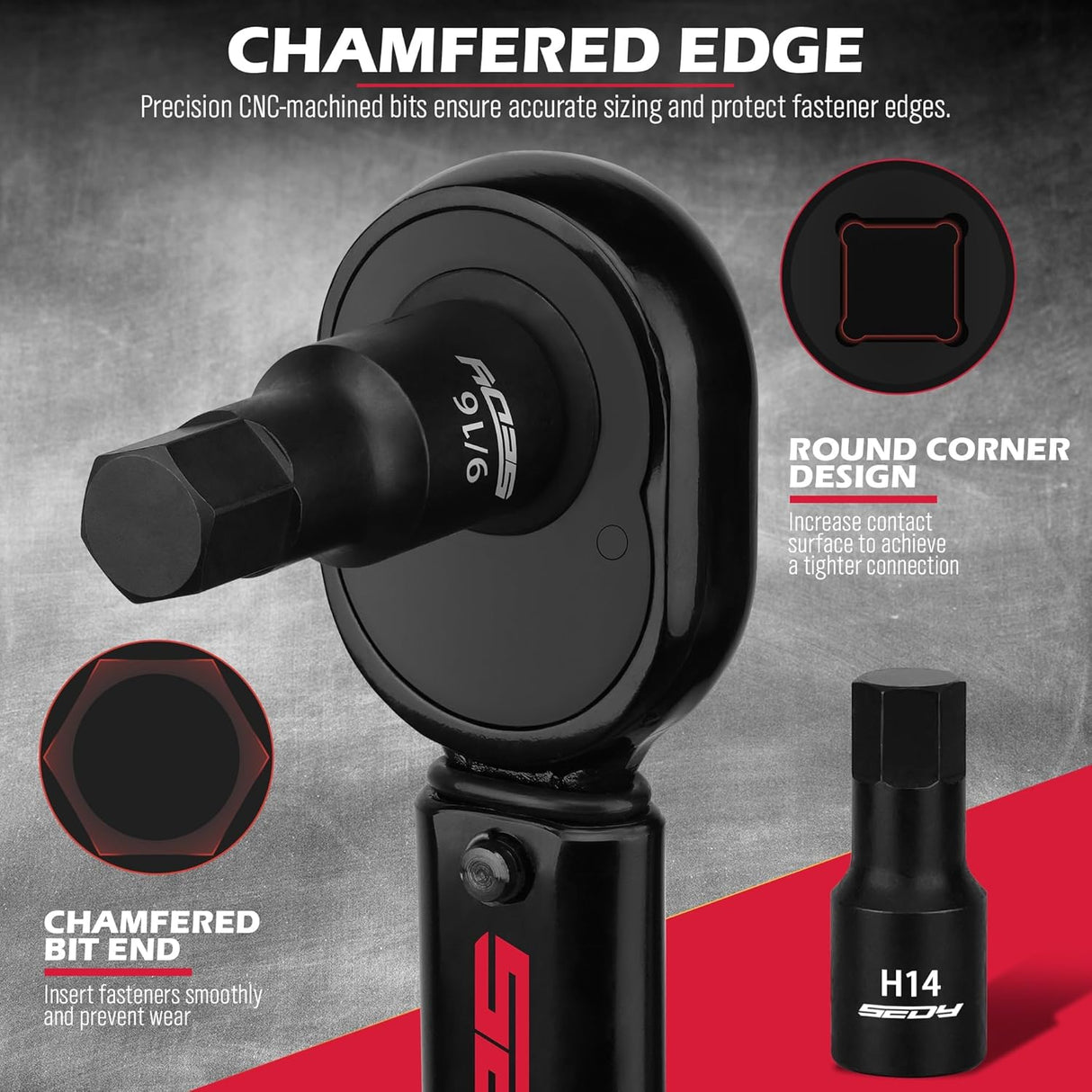 36-piece impact hex bit socket set with metric and SAE sizes, made of CR-V steel, includes storage case