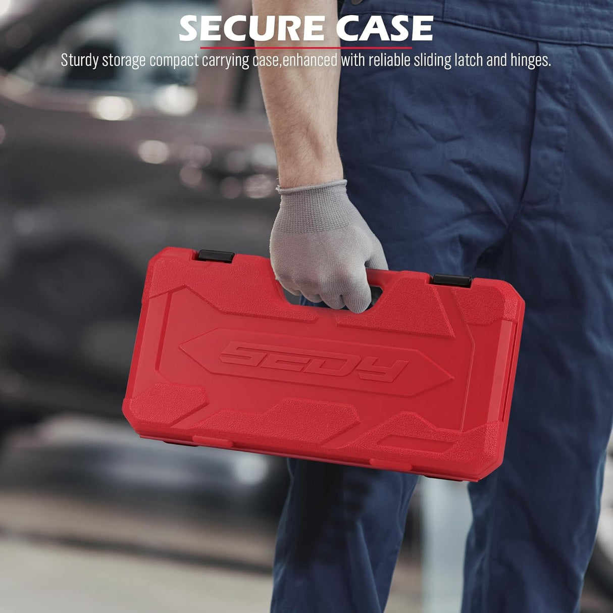 36-piece impact hex bit socket set with metric and SAE sizes, made of CR-V steel, includes storage case