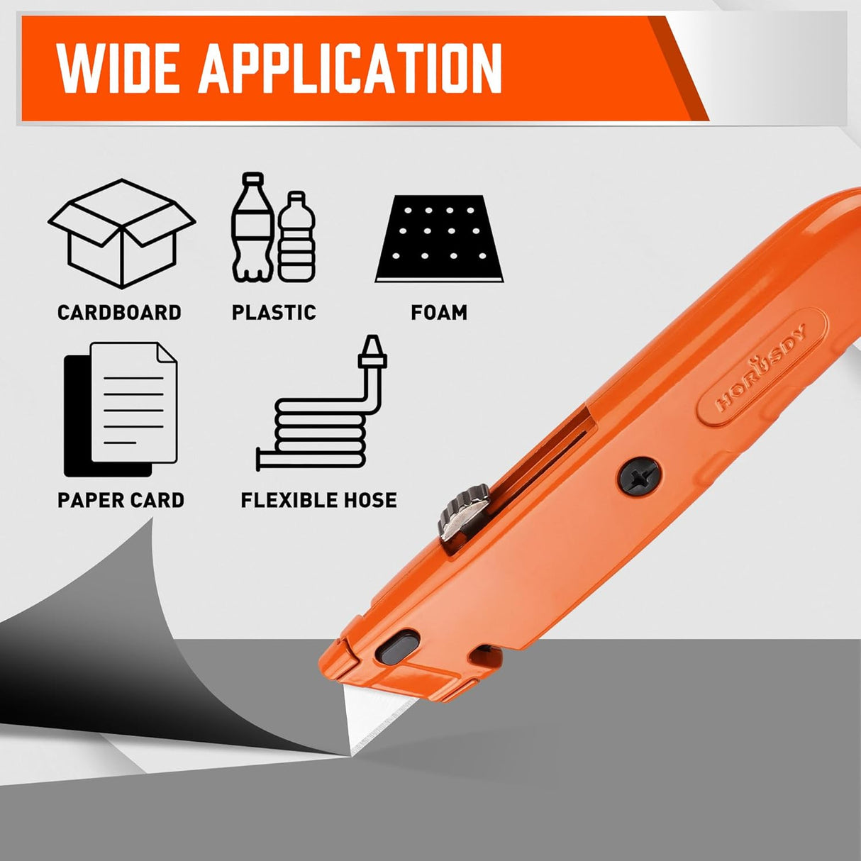 HORUSDY 2-Pack Heavy Duty Utility Knife Set, SK5 Blades, Aluminum Body, Retractable Box Cutter for Cardboard Plastic Foam