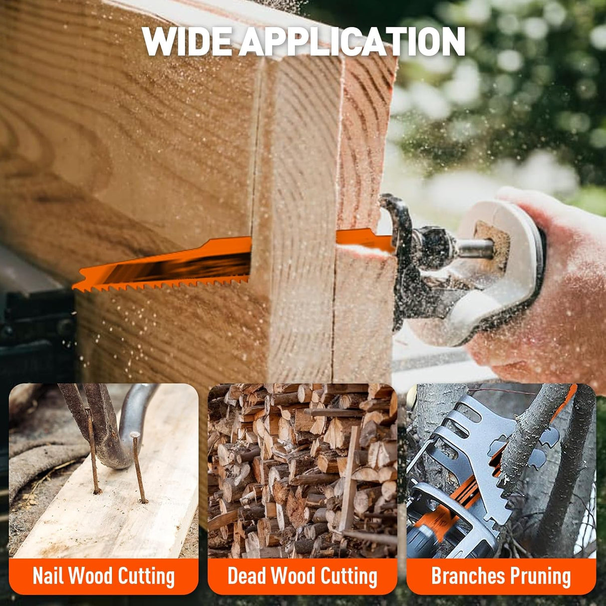 30-piece HORUSDY 6-inch bi-metal reciprocating saw blade set for wood and nail cutting, with storage case