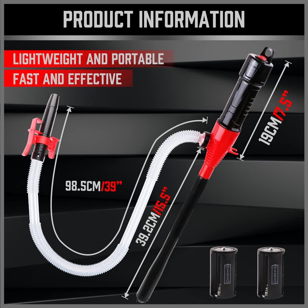 Sedy Liquid Transfer Pump with 90CM Hose, Battery Operated, Fast and Efficient for Gas, Water, Oil, and More - Portable and Durable Tool