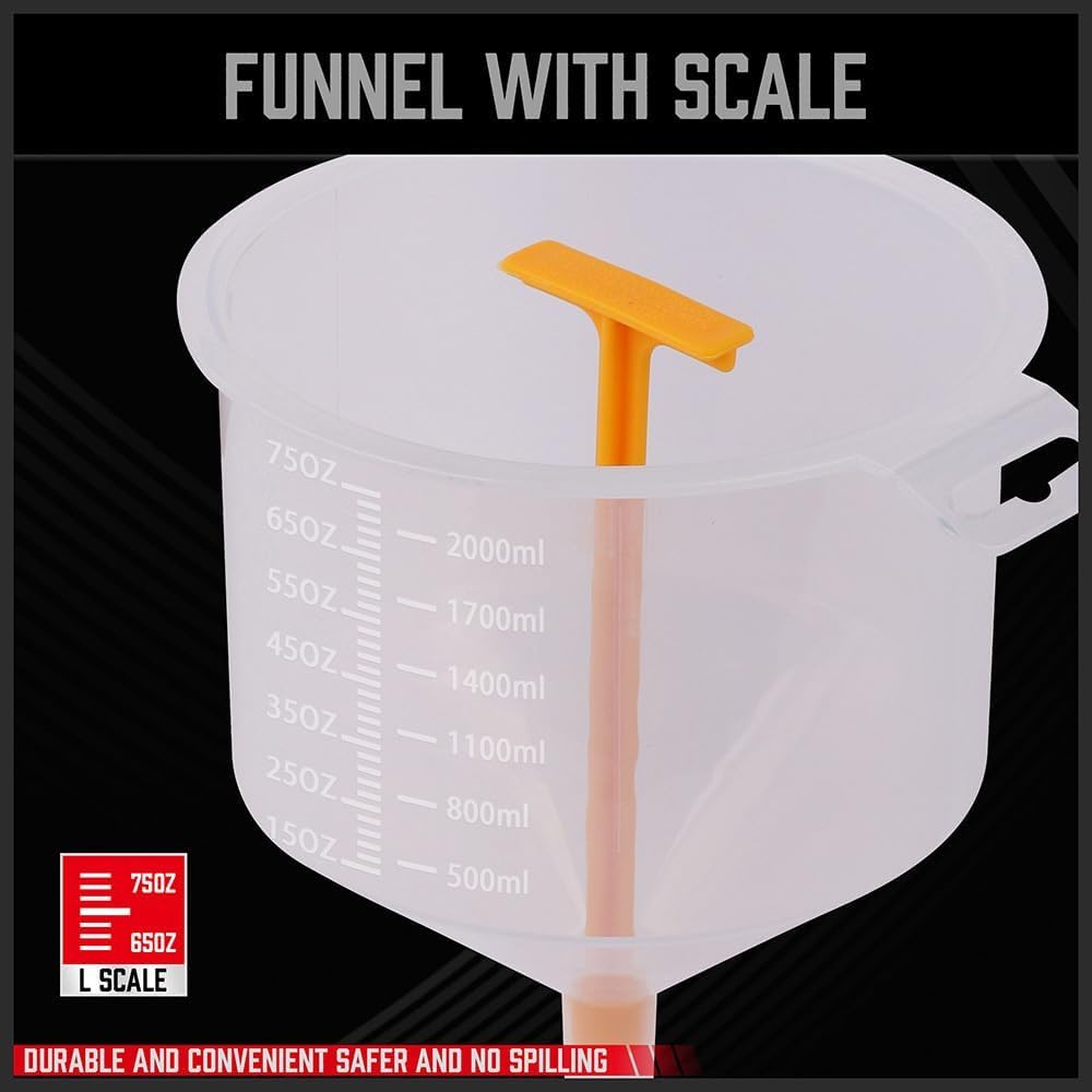 SEDY 19-piece spill proof coolant filling funnel kit with large funnel, scale, universal radiator adapters, elbows, extensions for safe car radiator fluid refill