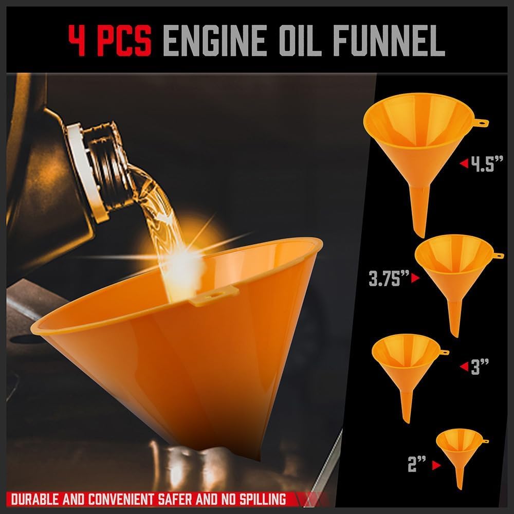 SEDY 19-piece spill proof coolant filling funnel kit with large funnel, scale, universal radiator adapters, elbows, extensions for safe car radiator fluid refill