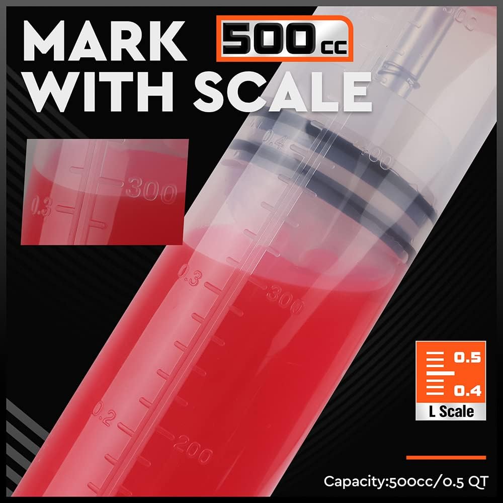 HORUSDY 500cc fluid extraction and fill pump with hose and locking coupler for automotive maintenance and fluid transfer