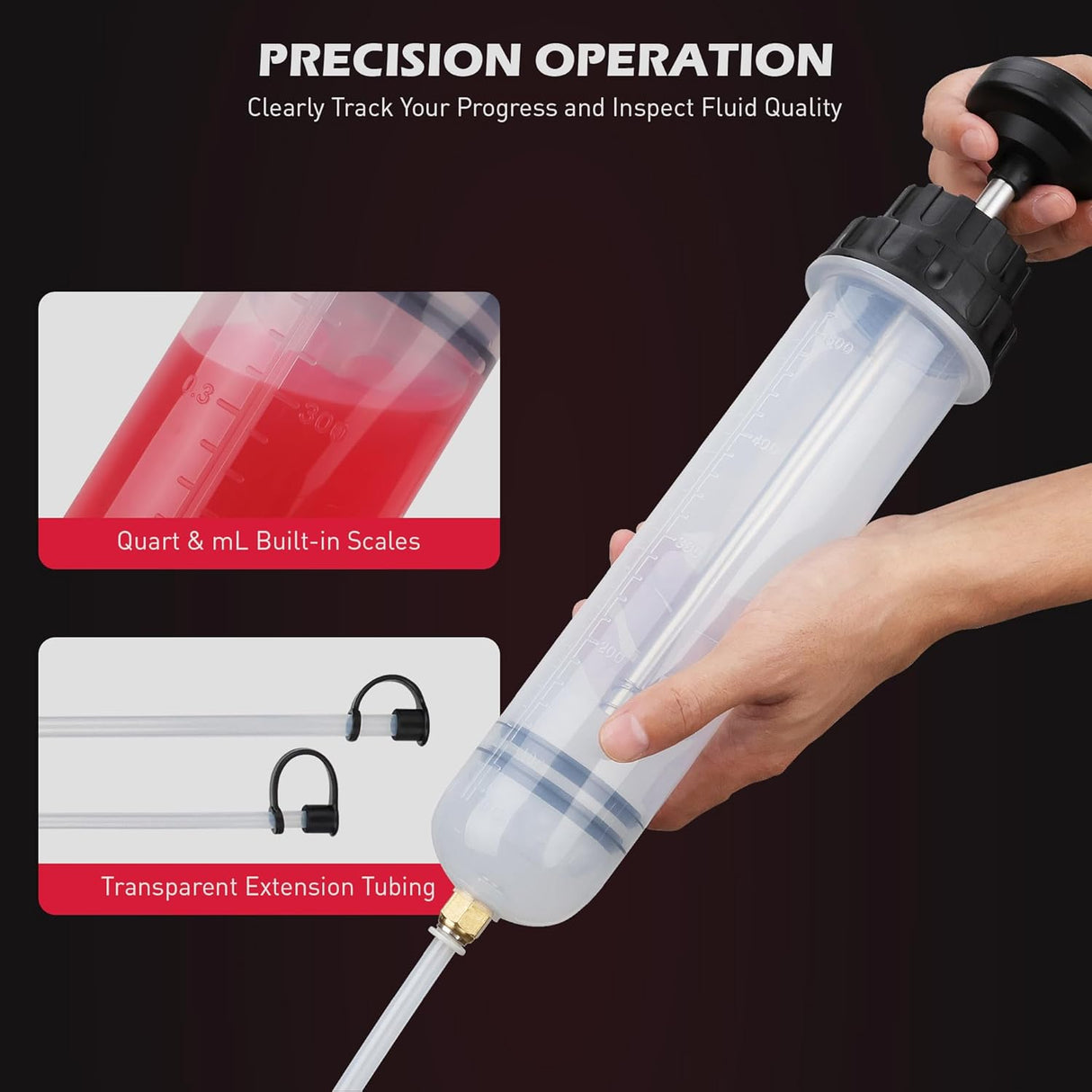 SEDY 500ml Manual Oil Fluid Extractor Syringe with Precision Scale and Leakproof Tubes