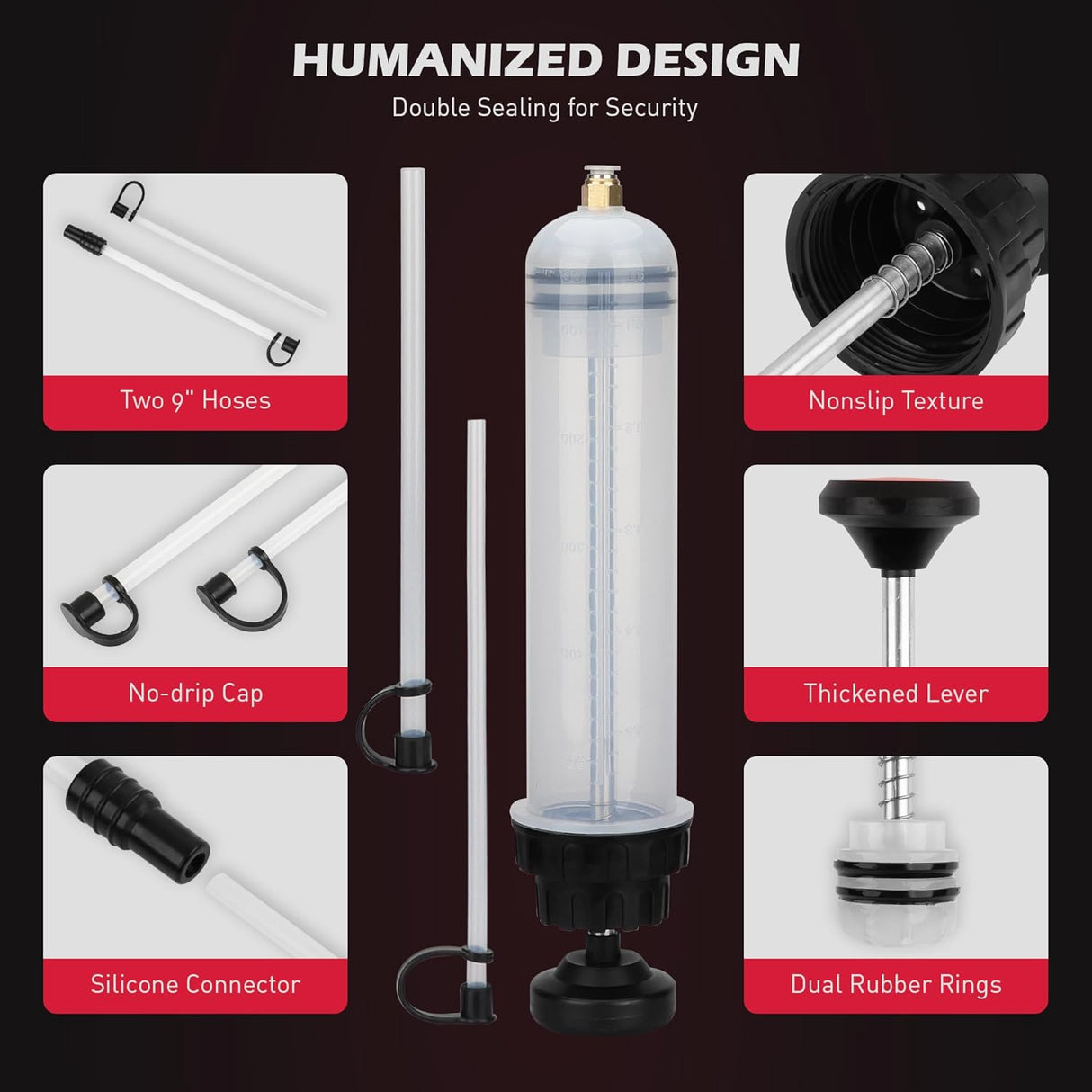 SEDY 500ml Manual Oil Fluid Extractor Syringe with Precision Scale and Leakproof Tubes