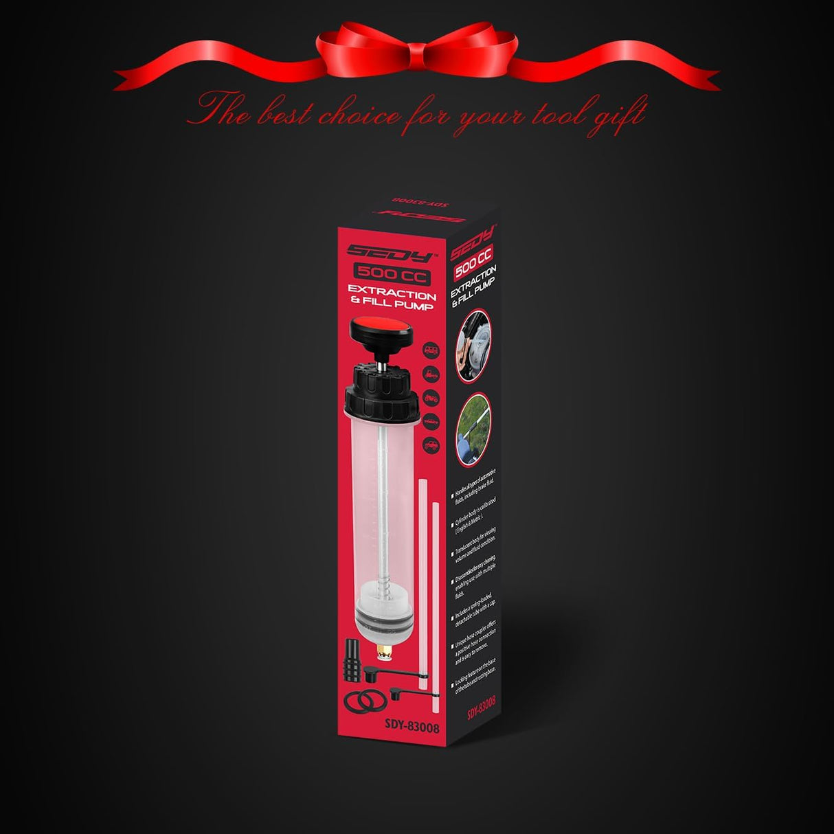 SEDY 500ml Manual Oil Fluid Extractor Syringe with Precision Scale and Leakproof Tubes