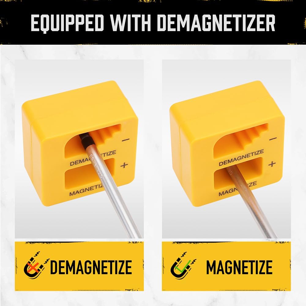 HORUSDY 13-piece magnetic Torx screwdriver set with CR-V steel blades, T5 to T40 sizes, non-slip handles, and magnetizer/demagnetizer tool