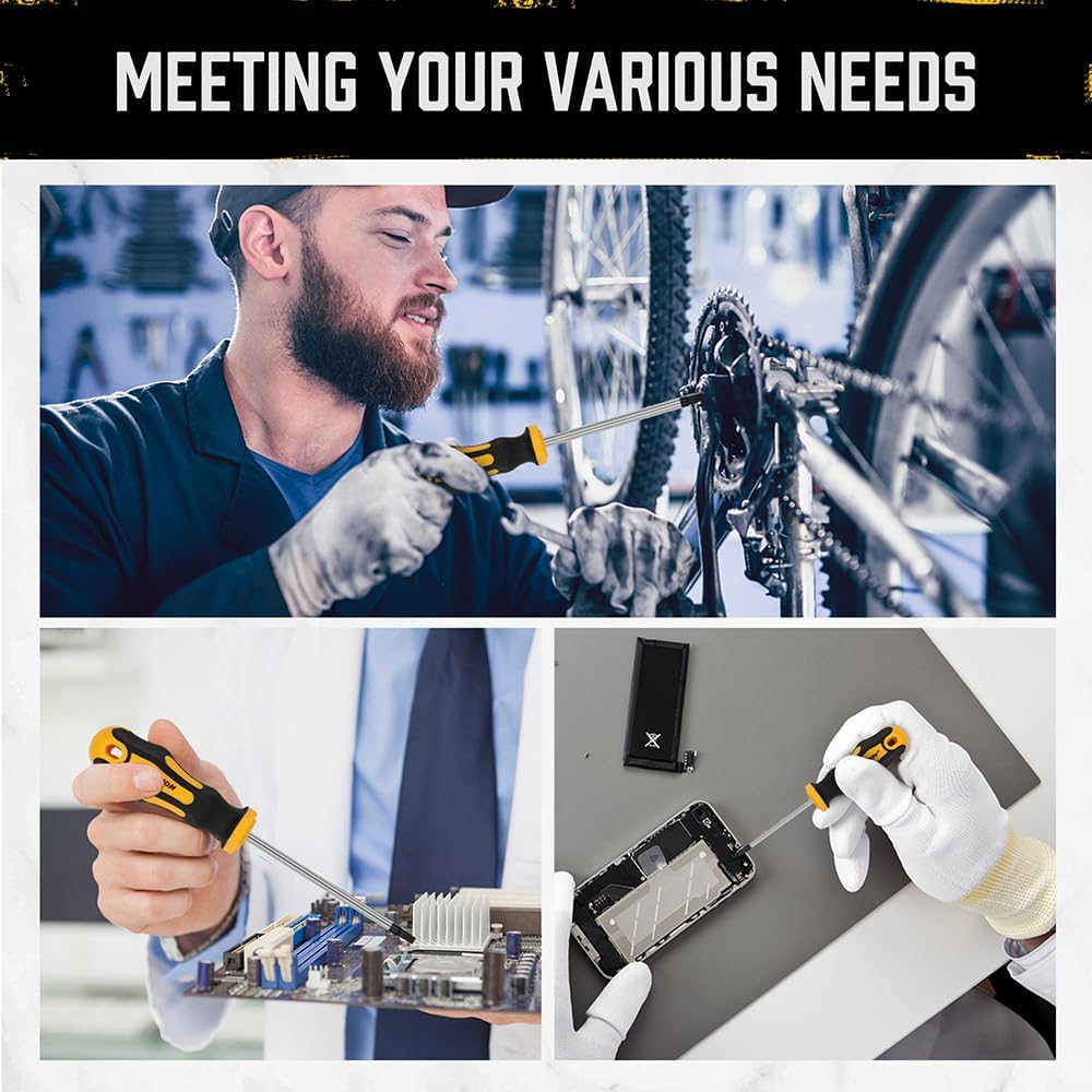 HORUSDY 13-piece magnetic Torx screwdriver set with CR-V steel blades, T5 to T40 sizes, non-slip handles, and magnetizer/demagnetizer tool