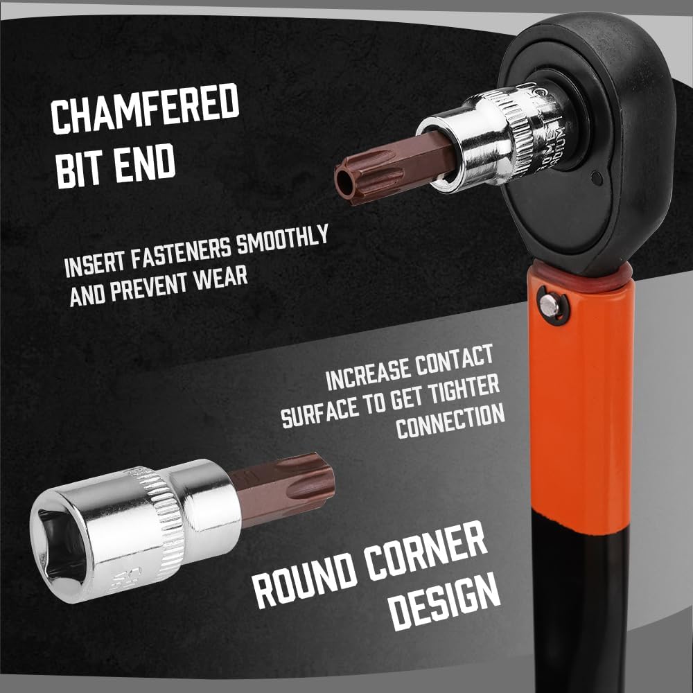 HORUSDY 34-piece Torx star bit socket set with S2 steel bits and CR-V sockets for automotive, mechanical, and workshop use