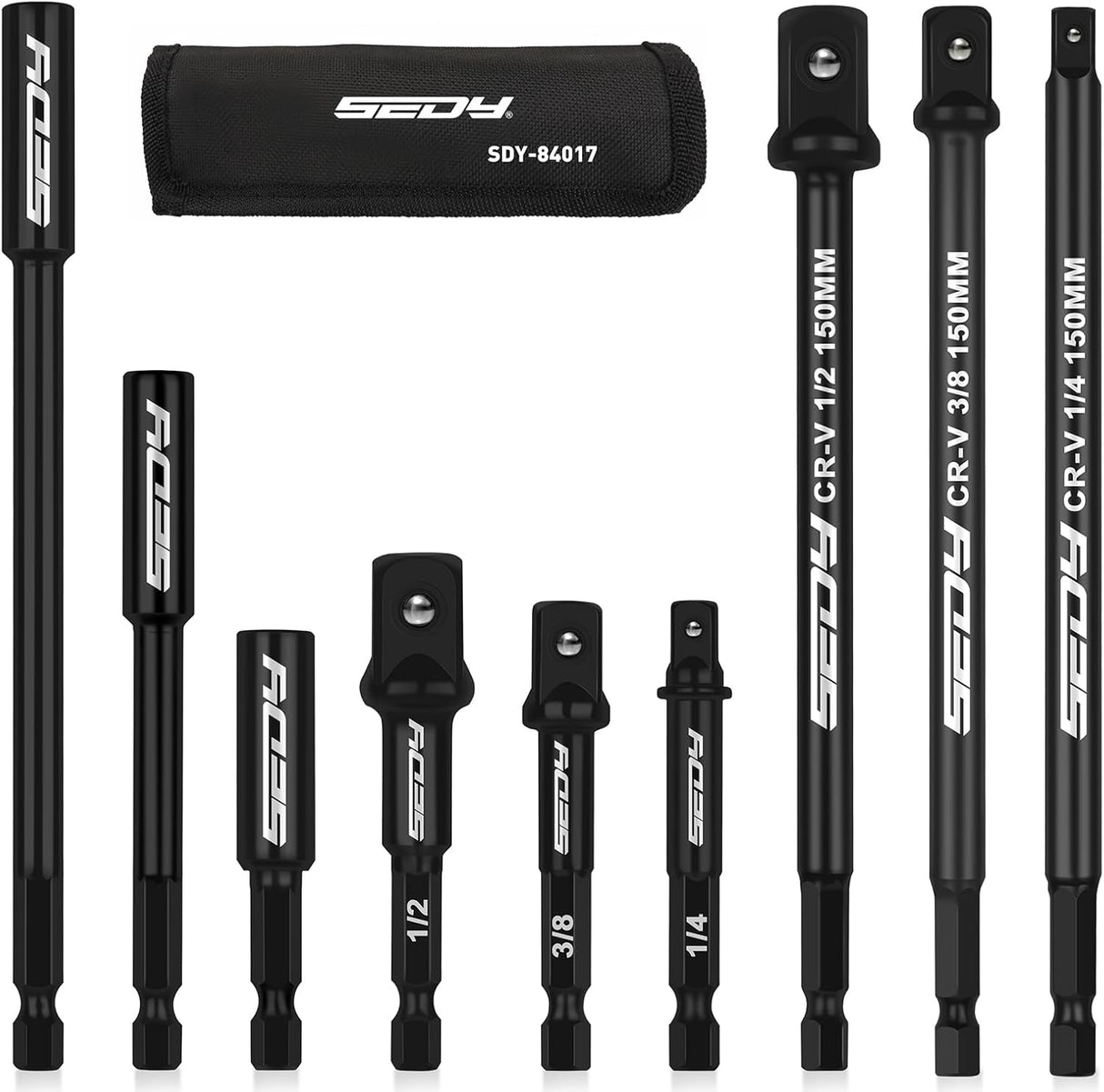 9-Piece Impact Socket Adapter Set – Magnetic Screwdriver Bit Holder, Power Drill Bit Extension, Universal Compatibility for 1/4", 3/8", 1/2" Sockets