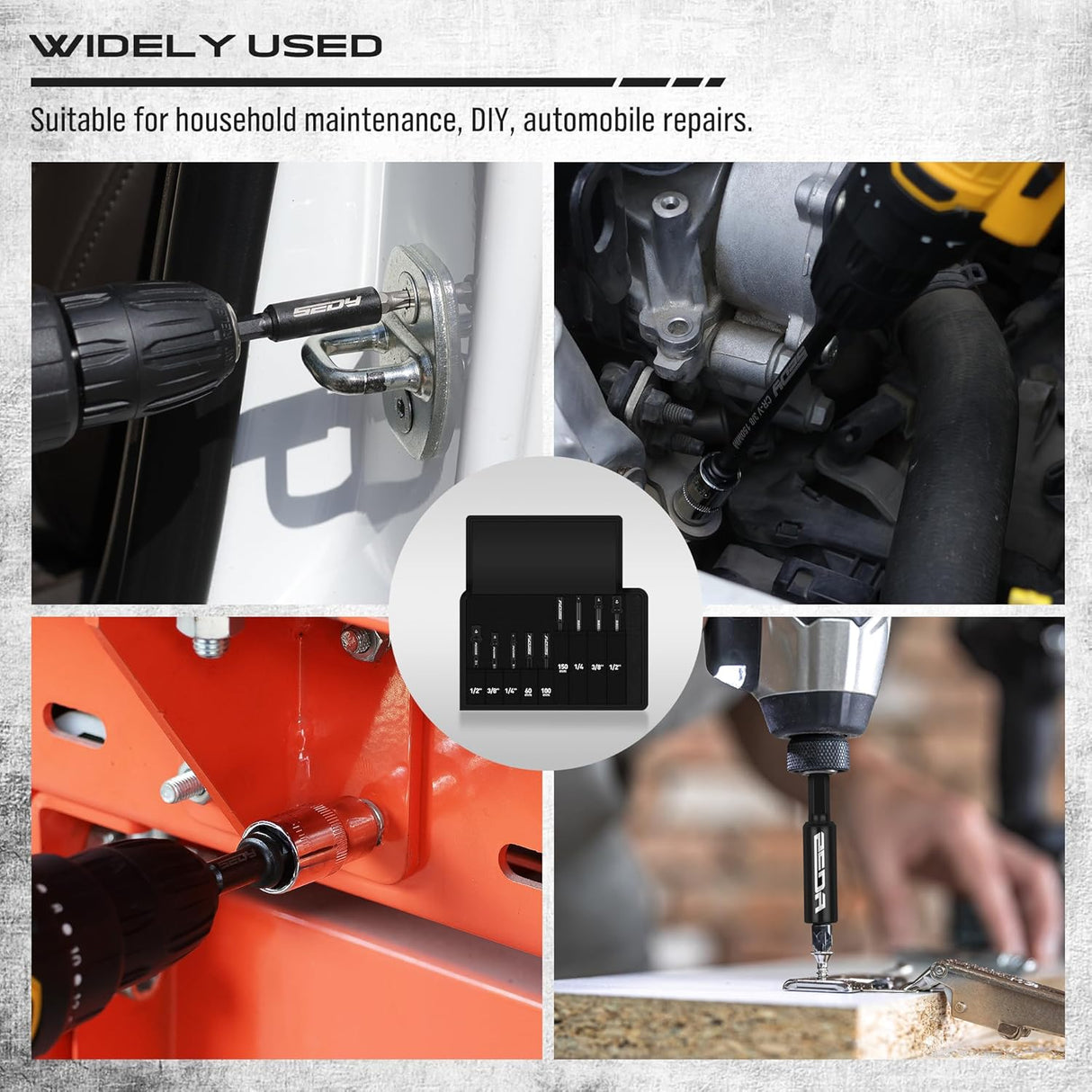 9-Piece Impact Socket Adapter Set – Magnetic Screwdriver Bit Holder, Power Drill Bit Extension, Universal Compatibility for 1/4", 3/8", 1/2" Sockets