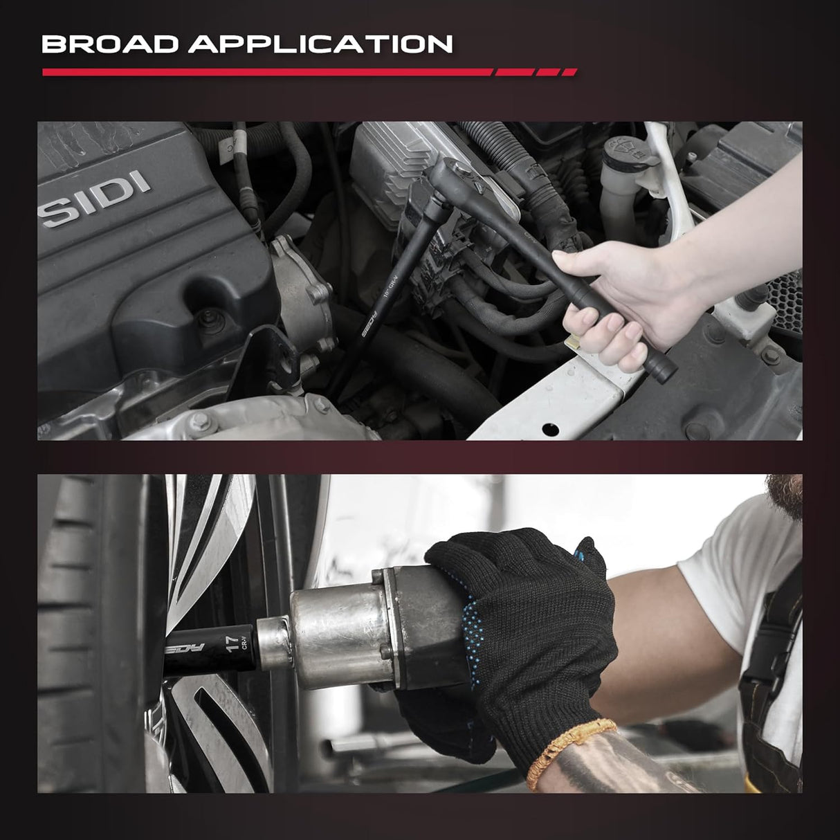 SEDY 29-piece 1/2 inch drive impact socket set with SAE metric sockets, extension bars and heavy-duty storage case