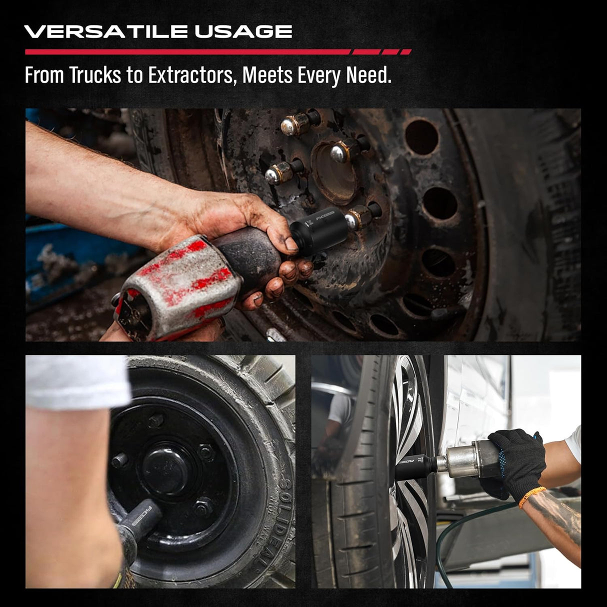 SEDY 11-piece 1/2-inch drive deep impact socket set with CR-MO construction and adapter, perfect for automotive and industrial torque jobs