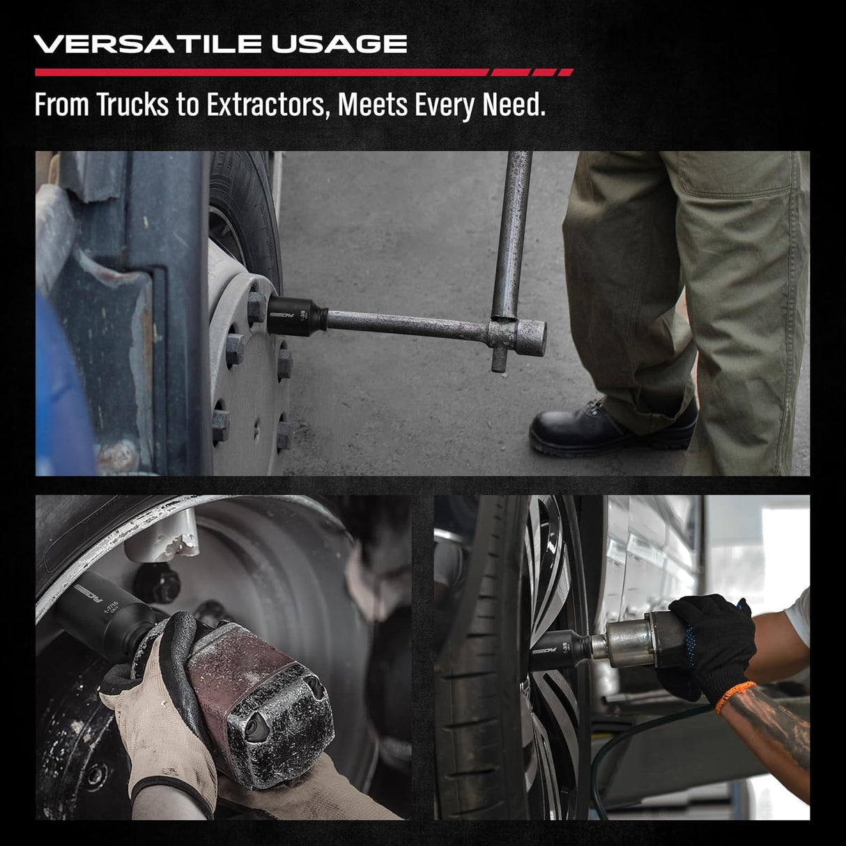 SEDY 8-piece SAE 1/2-inch drive deep impact socket set with chrome vanadium steel and adapter, ideal for automotive and heavy-duty torque tasks