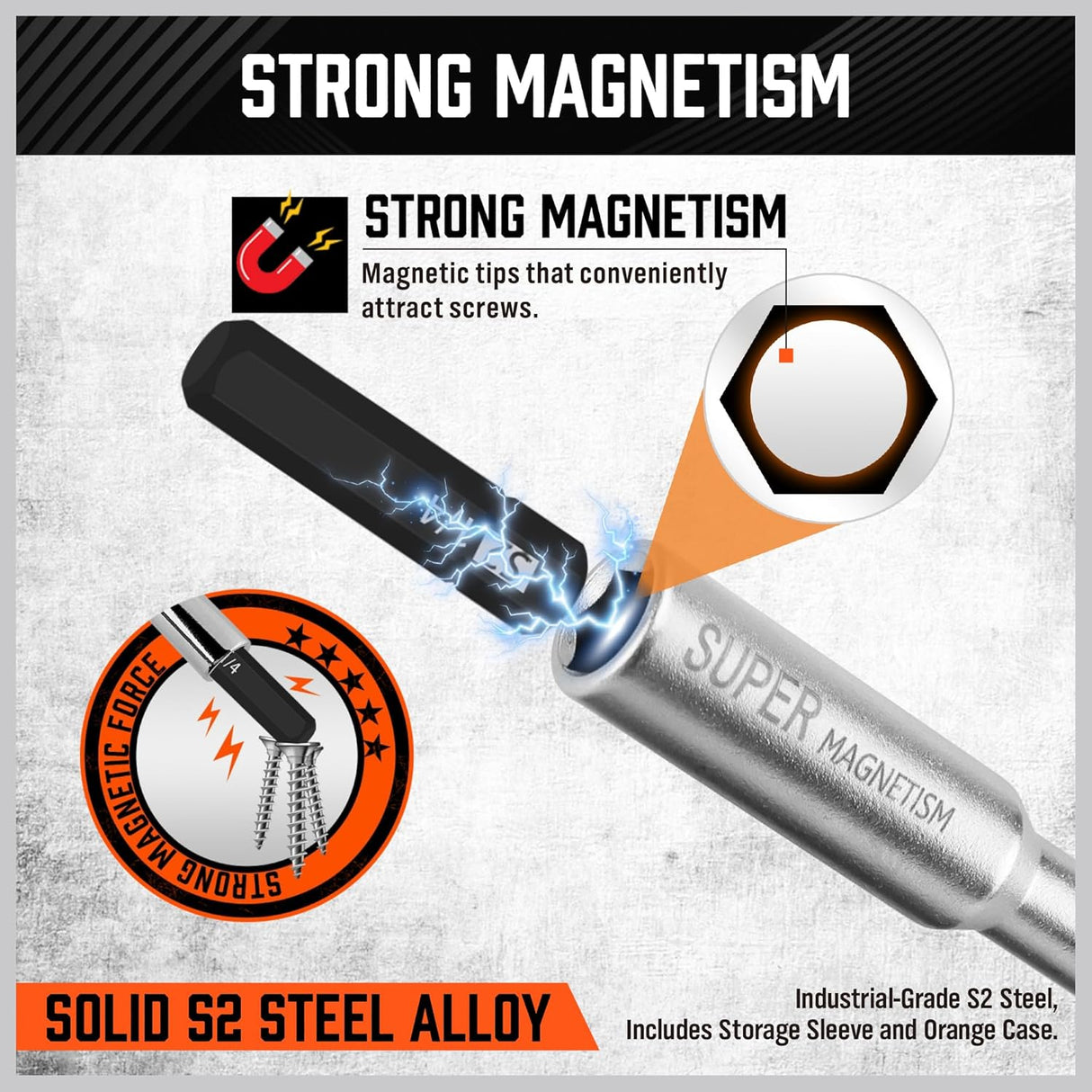 HORUSDY 25-piece ratchet screwdriver set with magnetic bit holder, ergonomic handle, and S2 steel SAE/metric hex bits for efficient fastening tasks.