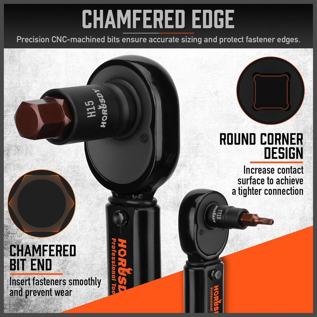 HORUSDY 66-Piece Allen & Torx Bit Socket Set, SAE/Metric, Star & Female E-Torx, S2 Steel, with 4 Impact Socket Adapters