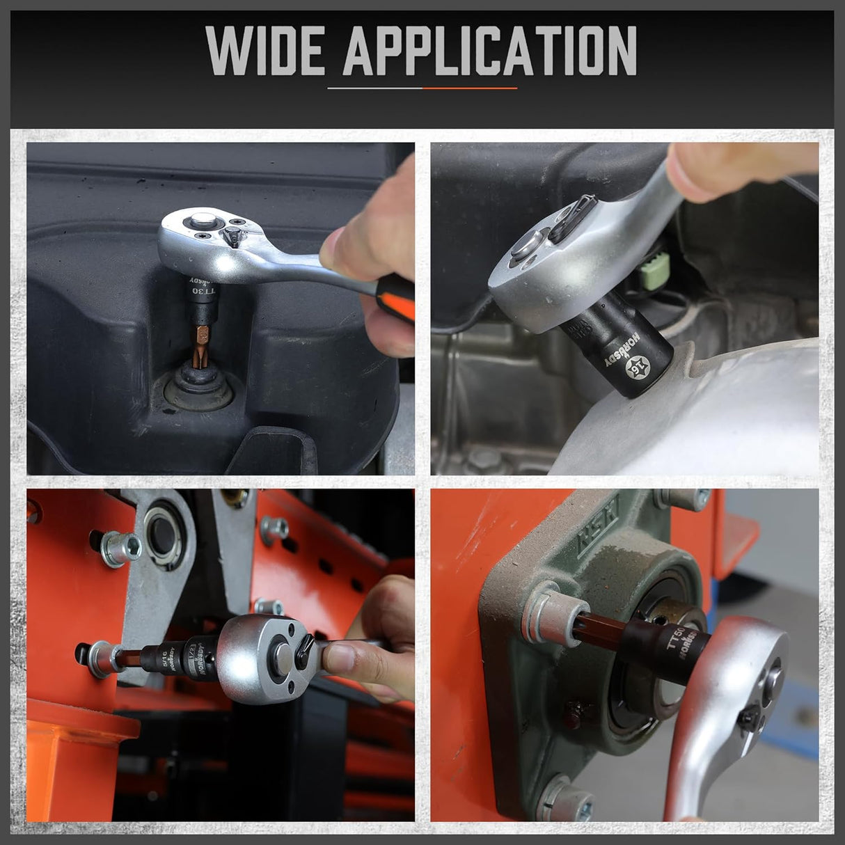 HORUSDY 66-Piece Allen & Torx Bit Socket Set, SAE/Metric, Star & Female E-Torx, S2 Steel, with 4 Impact Socket Adapters