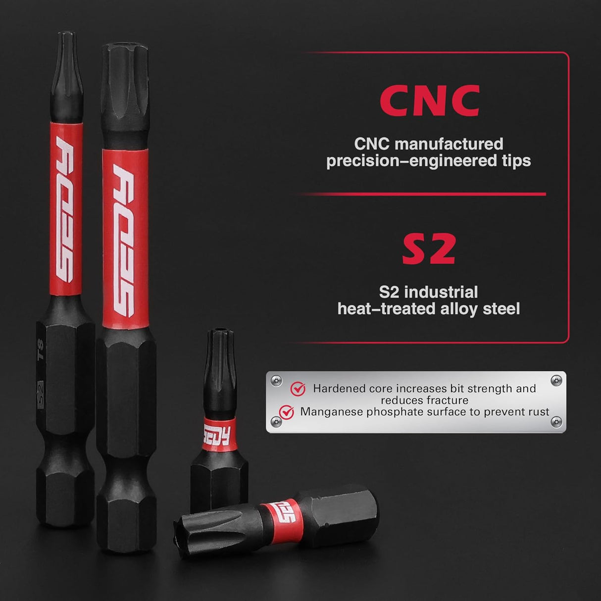 SEDY 25-Piece Torx Bit Set, Magnetic, Corrosion Resistant with CNC Precision, High Torque Strength for Impact Drivers