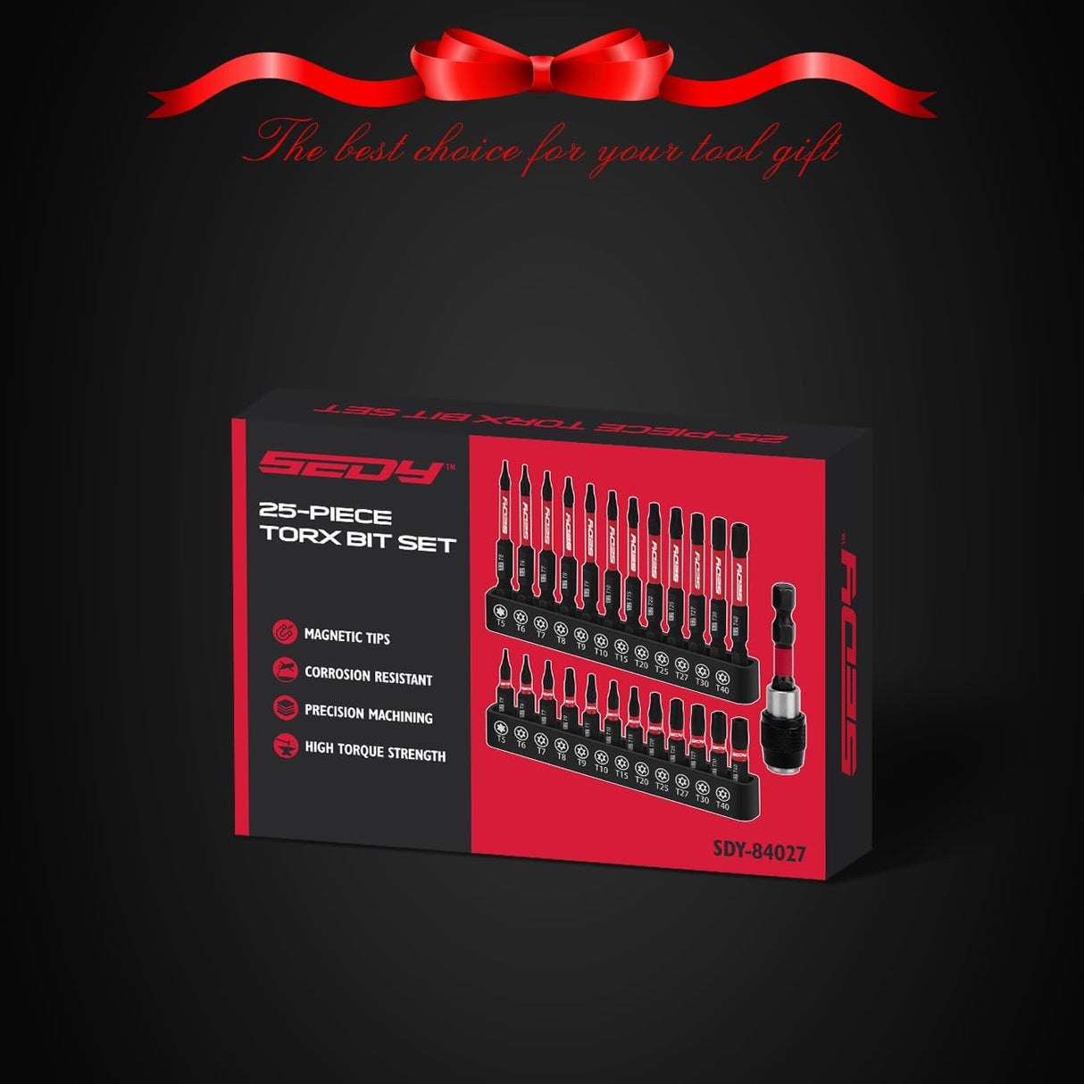 SEDY 25-Piece Torx Bit Set, Magnetic, Corrosion Resistant with CNC Precision, High Torque Strength for Impact Drivers