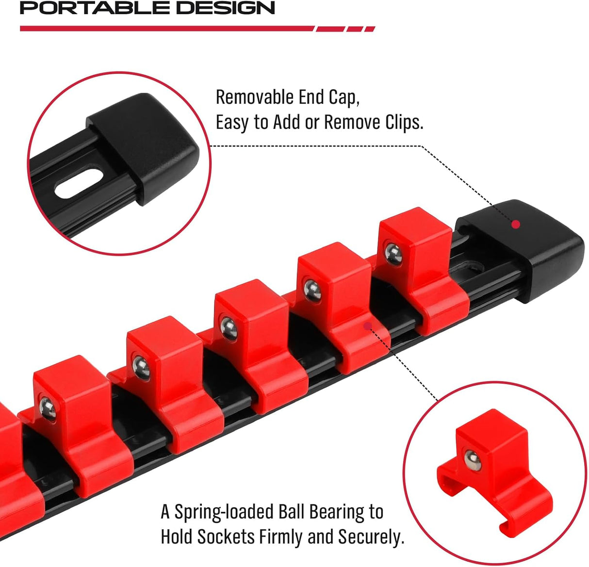 Sedy 9-Piece Socket Storage Rail Set – Durable, Portable Design with Adjustable Clip Spacing for Easy Socket Organization