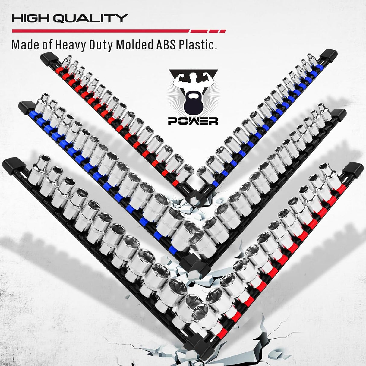 Sedy 9-Piece Socket Storage Rail Set – Durable, Portable Design with Adjustable Clip Spacing for Easy Socket Organization