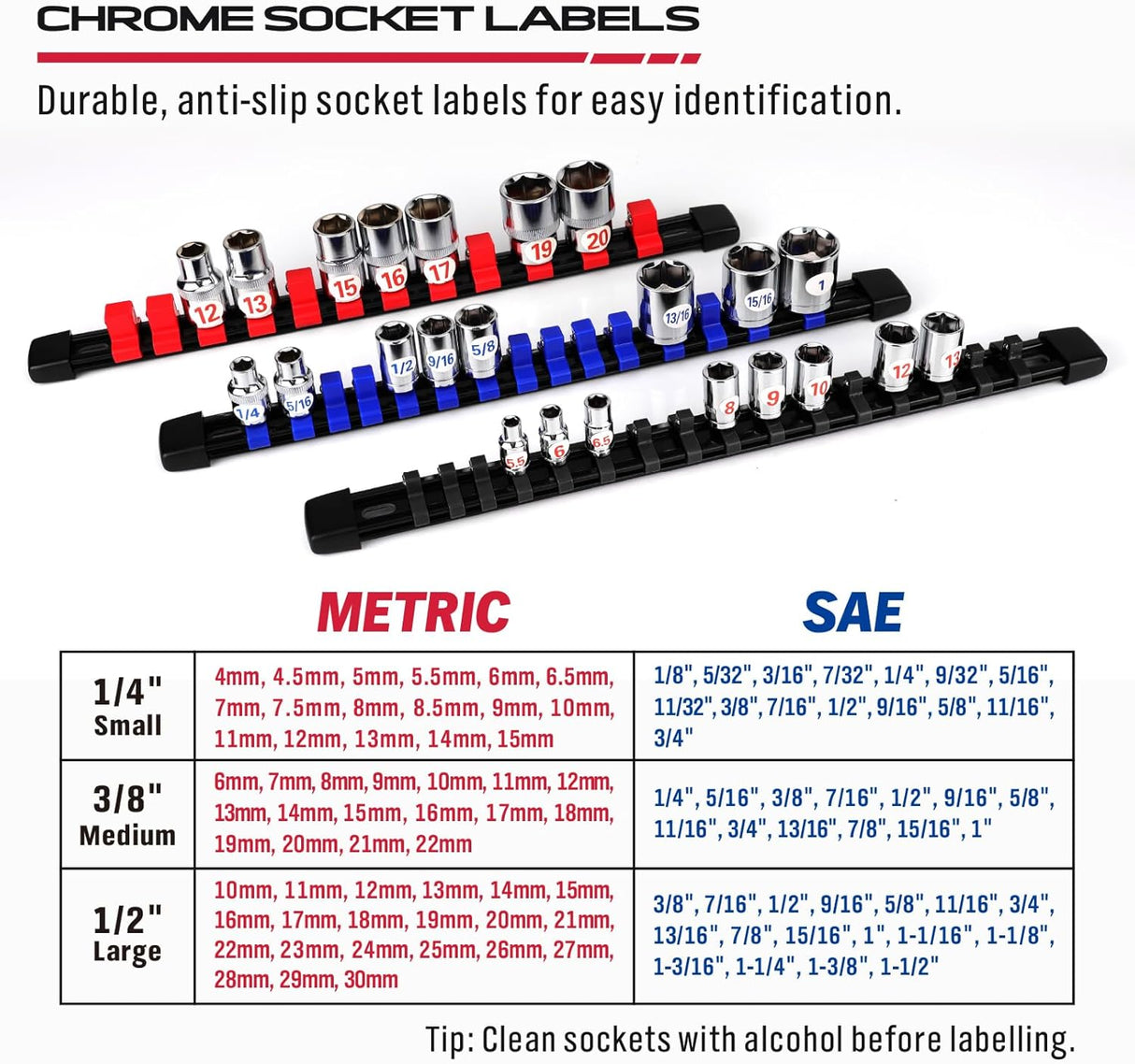 Sedy 9-Piece Socket Storage Rail Set – Durable, Portable Design with Adjustable Clip Spacing for Easy Socket Organization