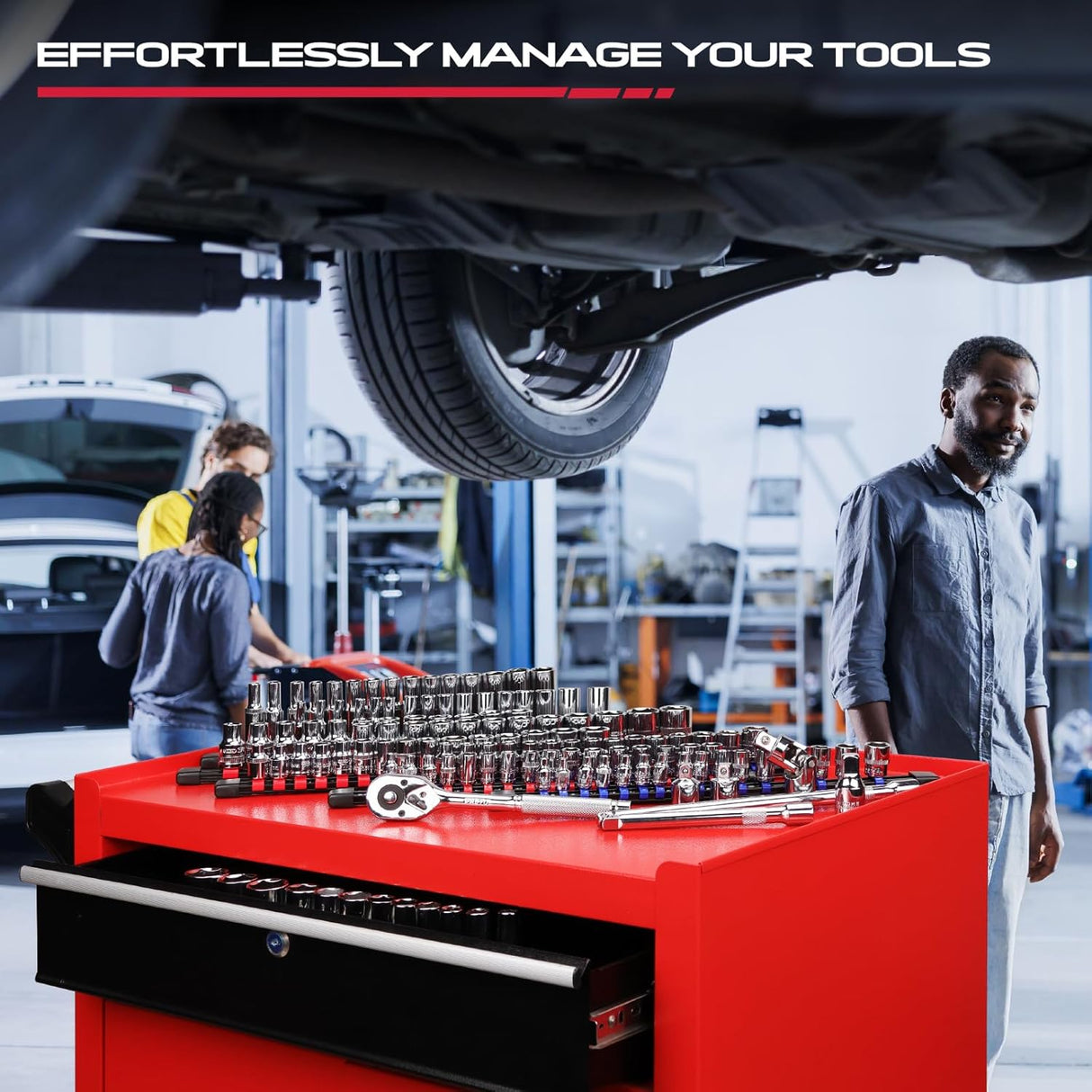 Sedy 9-Piece Socket Storage Rail Set – Durable, Portable Design with Adjustable Clip Spacing for Easy Socket Organization