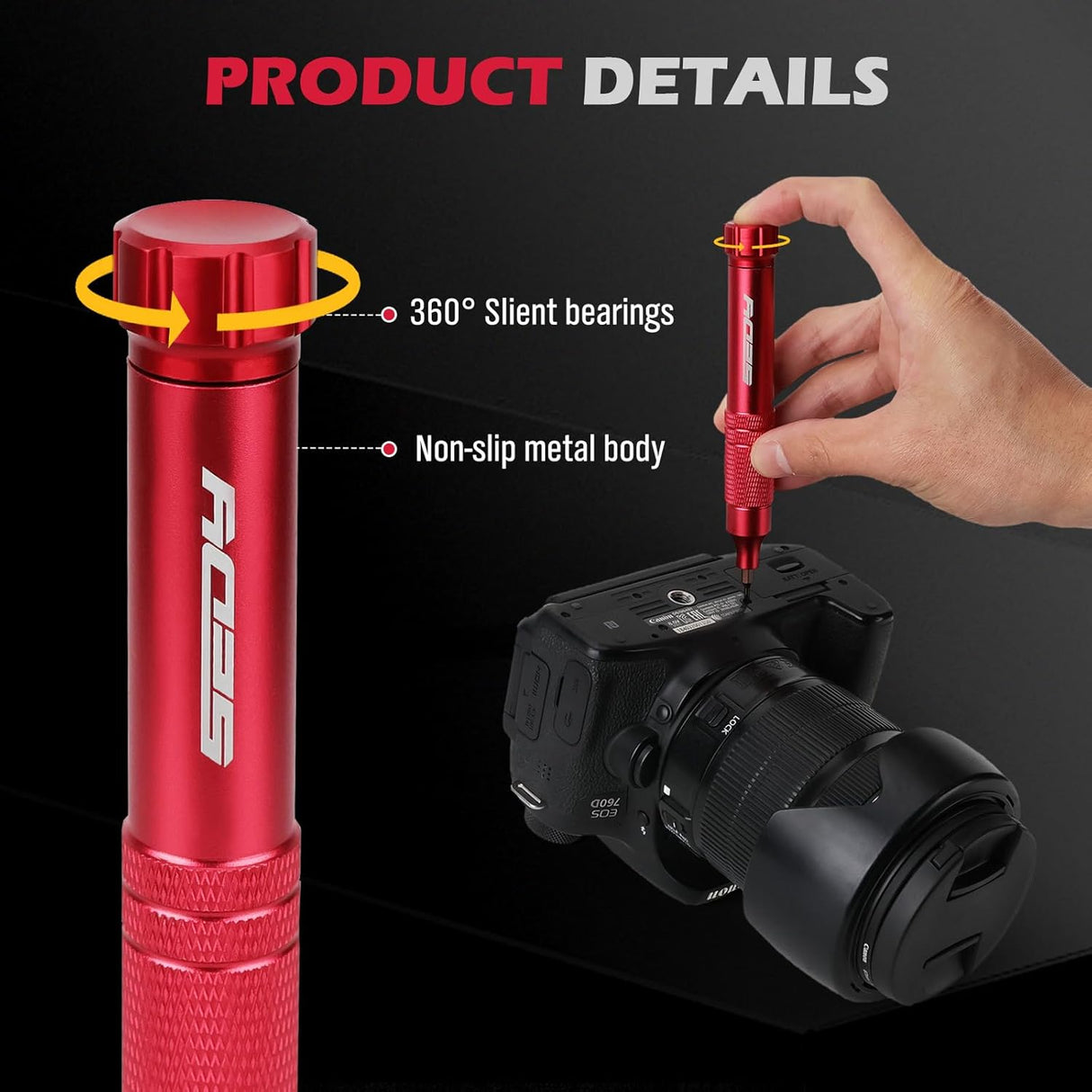 SEDY red 24-in-1 pocket screwdriver set with precision magnetic bits, red aluminum handle, and built-in bit storage