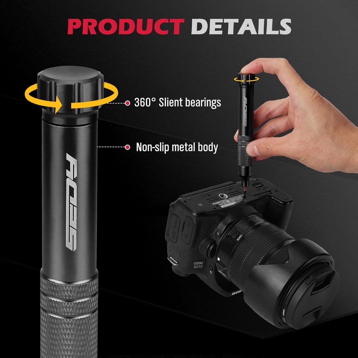 SEDY black 24-in-1 magnetic pocket screwdriver set with precision S2 bits, black handle, and hidden internal storage