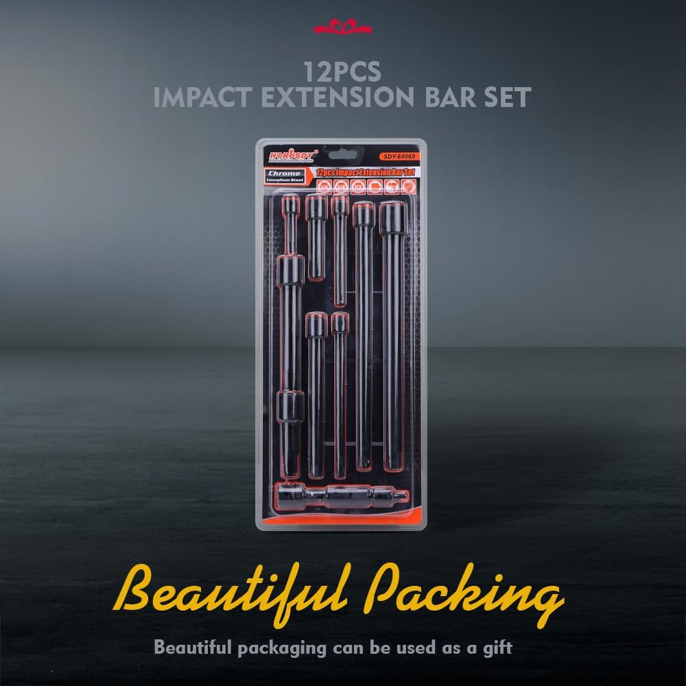 HORUSDY 12-piece punch and chisel set with storage case including center punches, pin punches, and cold chisels