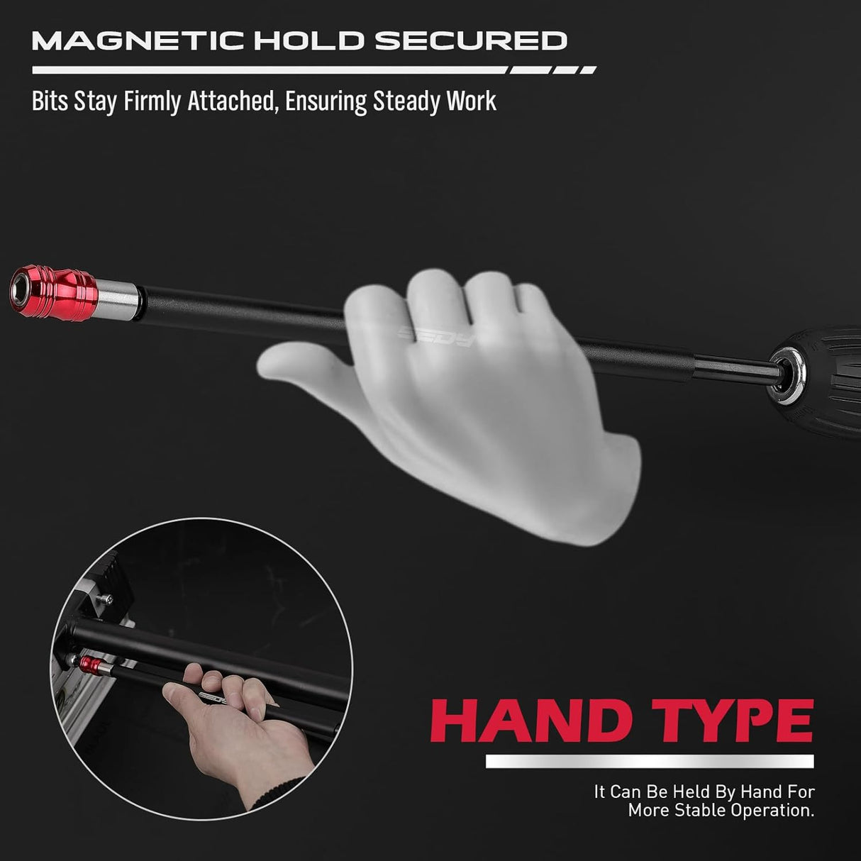 SEDY 12-inch magnetic bit holder extension with quick-release collar, CR-V steel construction, strong built-in magnetism, and 1/4 inch hex shank adapter