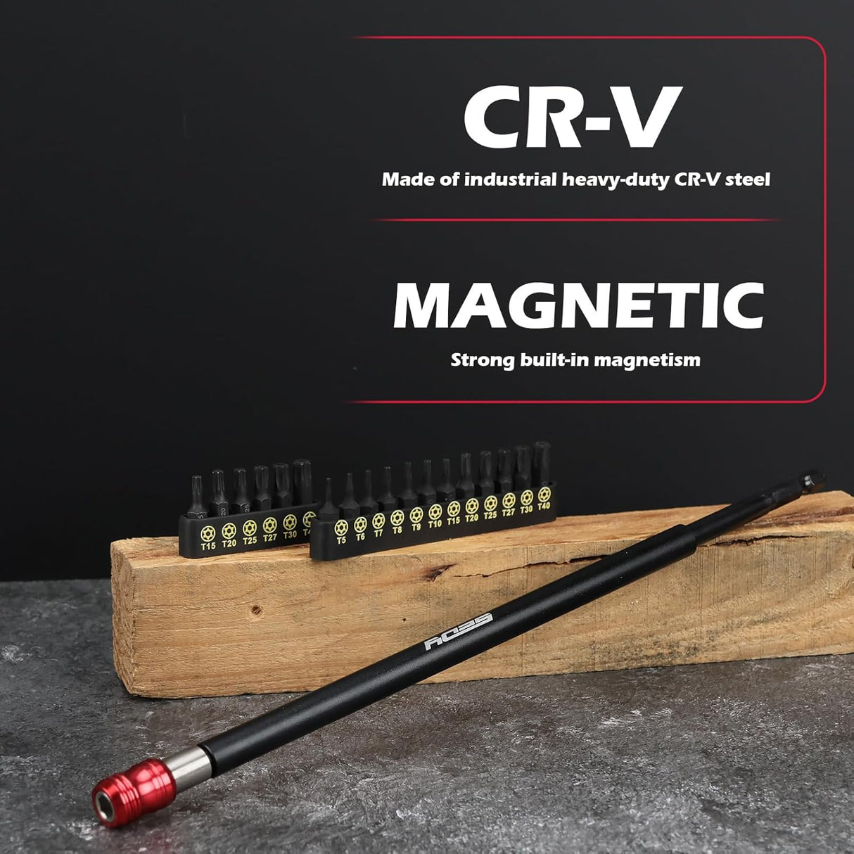 SEDY 12-inch magnetic bit holder extension with quick-release collar, CR-V steel construction, strong built-in magnetism, and 1/4 inch hex shank adapter