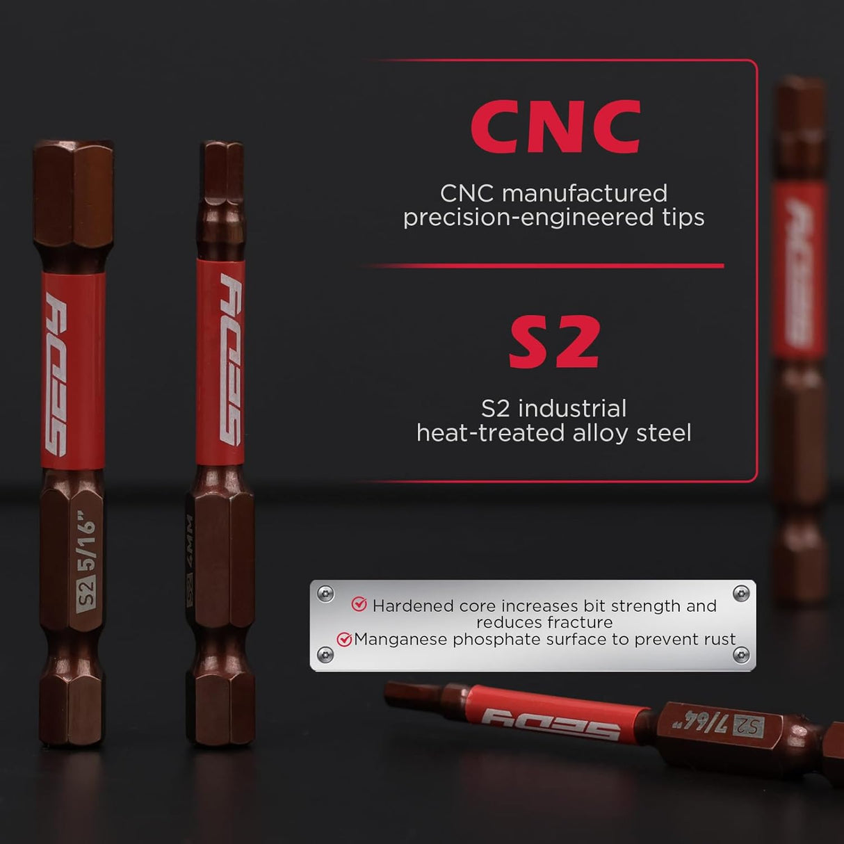 SEDY 21-piece SAE and Metric hex bit set with magnetic bit holder and S2 alloy steel construction for impact drivers and power tools