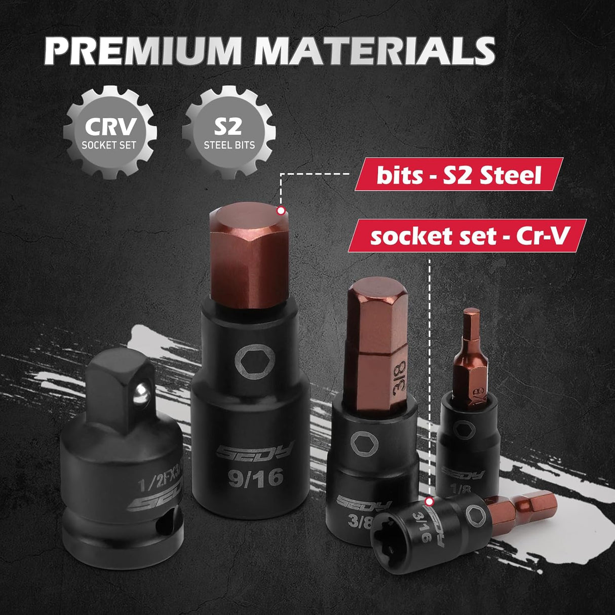 SEDY 16-Piece Allen-Wrench Hex Bit Socket Set with Magnetic Rail Organizer for Professional Use